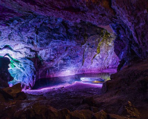 A view across the river axe in wookey Hole caves